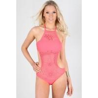 Clara Square & Diamond Cut See Through Sleeveless Swimsuit