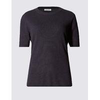 Classic Ribbed Round Neck Short Sleeve Jumper