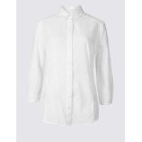 Classic Pure Cotton Hidden Placket 3/4 Sleeve Shirt