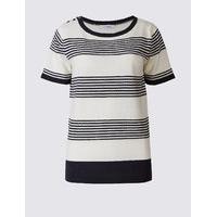 classic striped round neck short sleeve jumper