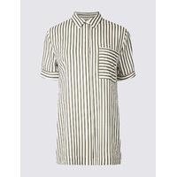 Classic Striped Longline Short Sleeve Shirt