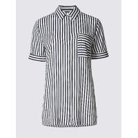 Classic Striped Longline Short Sleeve Shirt