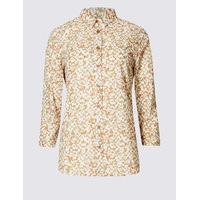 classic pure cotton printed 34 sleeve shirt