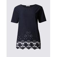 Classic Pure Cotton Lace Short Sleeve T-Shirt