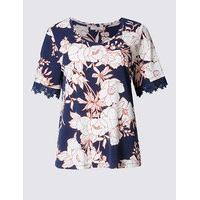 classic floral print short sleeve jersey top