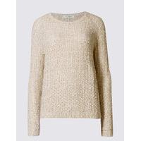 Classic Cotton Blend Textured Round Neck Jumper