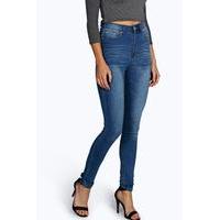 Classic High Waisted Skinny Jeans - mid blue