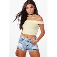 Cleo Off The Shoulder Bardot Crop Top - freesia