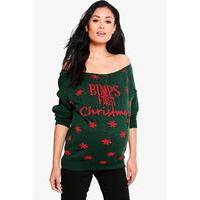 Claire Off The Shoulder Christmas Jumper - green