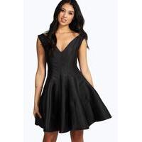Claire Sateen Fit & Flare Dress - black