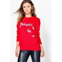 clare prosecco christmas jumper red