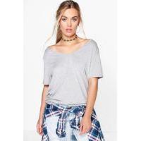 claire off the shoulder v neck tee grey