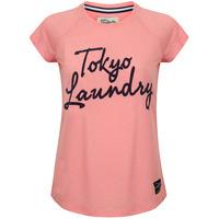 clotho flocked motif neppy t shirt in candy pink tokyo laundry