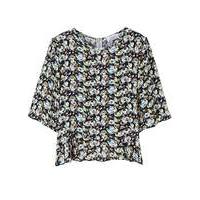 Closet Printed Zip Back Loose Peplum Top