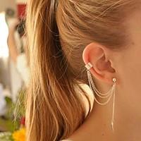 Clip Earrings Earrings Ear Cuffs Tassel Personalized European Fashion Silver Plated Alloy Leaf Silver Golden Jewelry ForParty Birthday