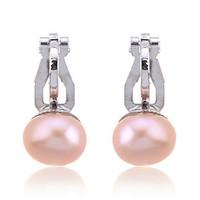 Clip Earrings Pearl Silver Plated Fashion White Black Champagne Jewelry Party Daily Casual 2pcs