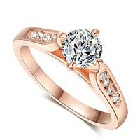 Classic 18K Gold Plated 1ct Top CZ Diamond Stone Wedding Finger Rings for women