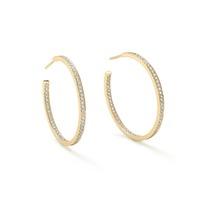 Classic Yellow Gold and Diamond Hoop Earrings - Large
