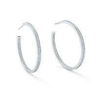 Classic White Gold and Diamond Hoop Earrings - Large