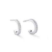 Classic White Gold and Diamond Hoop Earrings - Small