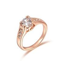 classic wedding ring 18k roeswhite gold plated 4 prongs clear austrian ...