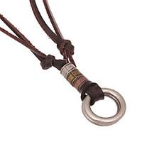 classic ring brown leather pendant necklace1 pc