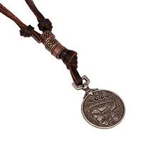 Classic (Coin) Brown Leather Pendant Necklace(1 Pc) Christmas Gifts