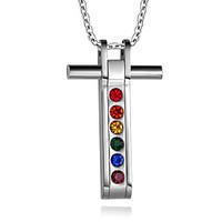 Classic Design New Fashion Rainbow Crystal Pendant Necklace For Men Women Wholesale Free 24Inch Chain Bead Necklace