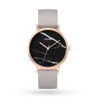 cluse ladies womens la roche leather strap watch greyblack