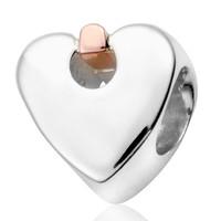Clogau Cariad Sterling Silver 9ct Rose Gold Heart Charm