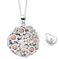 Clogau Necklace Meadow Inner Charm Silver and 9ct Rose Gold
