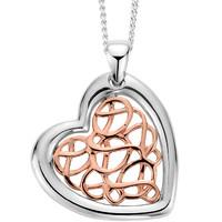 Clogau Welsh Royalty Sterling Silver 9ct Rose Gold Heart Pendant
