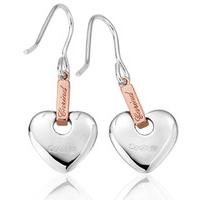 Clogau Earrings Cariad Heart Drops Silver and Rose Gold