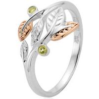 Clogau Awelon Sterling Silver 9ct Rose Gold Peridot Ring