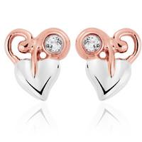 Clogau Earrings Tree of Life Silver, Rose Gold and Topaz Studs