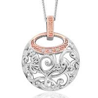 Clogau Pendant Am Byth Round Silver and 9ct Rose Gold