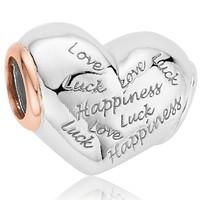Clogau Sterling Silver 9ct Rose Gold Love Luck And Happiness Charm