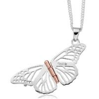 Clogau Butterfly Sterling Silver 9ct Rose Gold Butterfly Locket Small