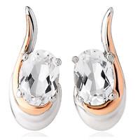 Clogau Serenade Sterling Silver 9ct Rose Gold White Topaz Stud Earrings