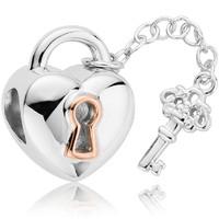 Clogau Sterling Silver 9ct Rose Gold Secret Garden Key Charm