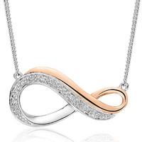 Clogau Eternity Sterling Silver Rose Gold 0.005ct Diamond Necklace D