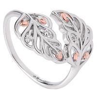 Clogau Debutante Sterling Silver 9ct Rose Gold Feather Ring