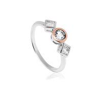 Clogau Welsh Royalty Sterling Silver 9ct Rose Gold White Topaz Ring