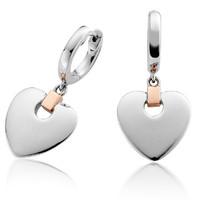 Clogau Cariad Sterling Silver 9ct Rose Gold Heart Drop Earrings