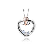 Clogau Silver Gold White and Blue Topaz Glass Heart Pendant