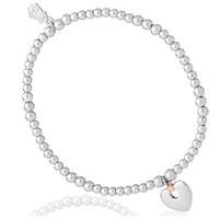 Clogau Cariad Sterling Silver 9ct Rose Gold Beaded Heart Bracelet