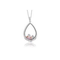 Clogau Silver Gold Sapphire White Topaz Sapphire Glass Pear Pendant