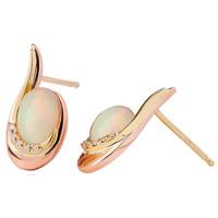 clogau serenade 9ct yellow and rose gold opal 0003ct diamond earrings