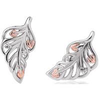 Clogau Debutante Sterling Silver 9ct Rose Gold Feather Stud Earrings