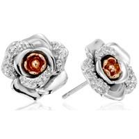 Clogau Rose Sterling Silver 9ct Rose Gold White Topaz Earrings